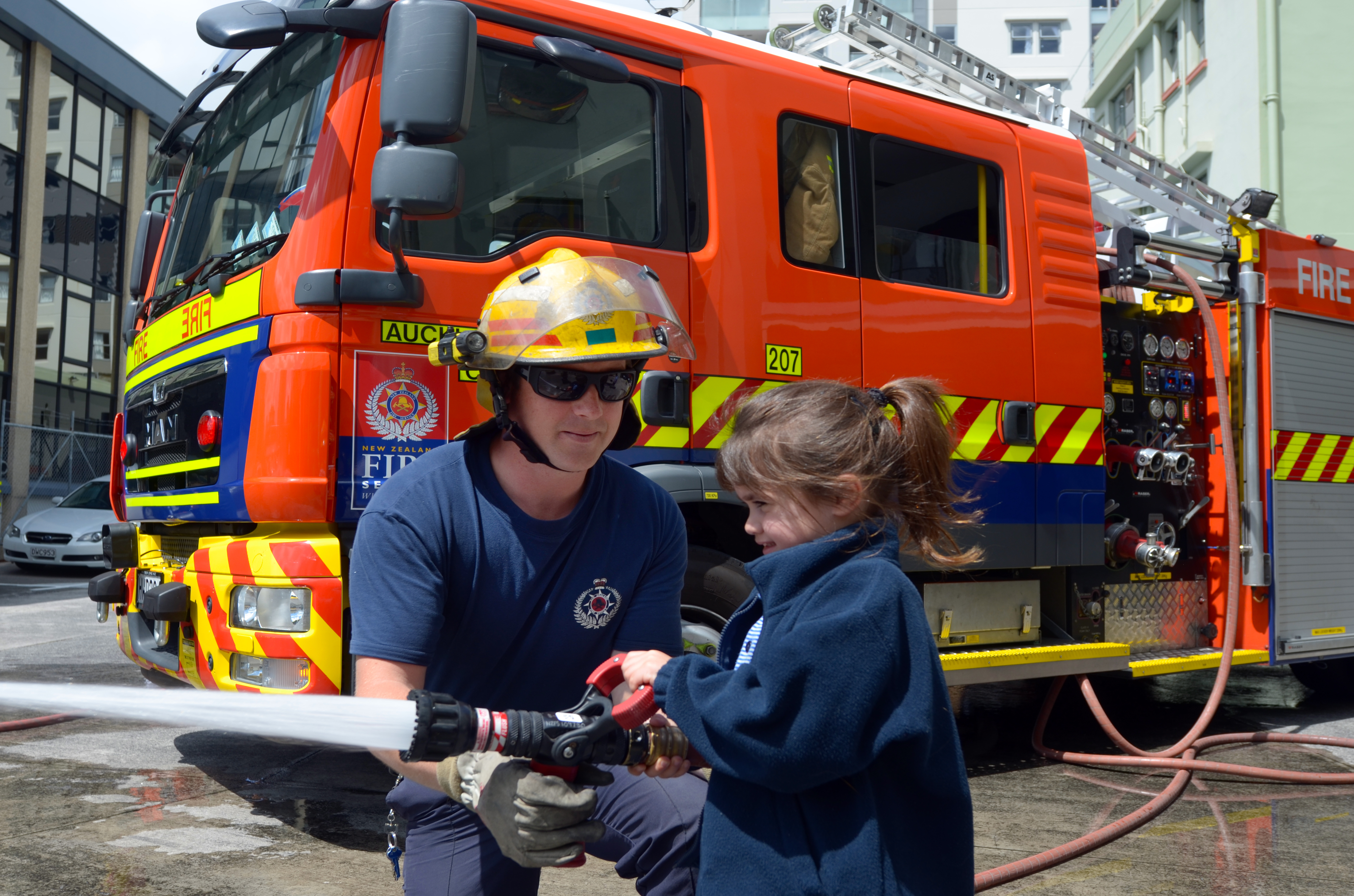 Fire fighter with child